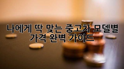 나에게 딱 맞는 중고차, 모델별 가격 완벽 가이드 🚗✨